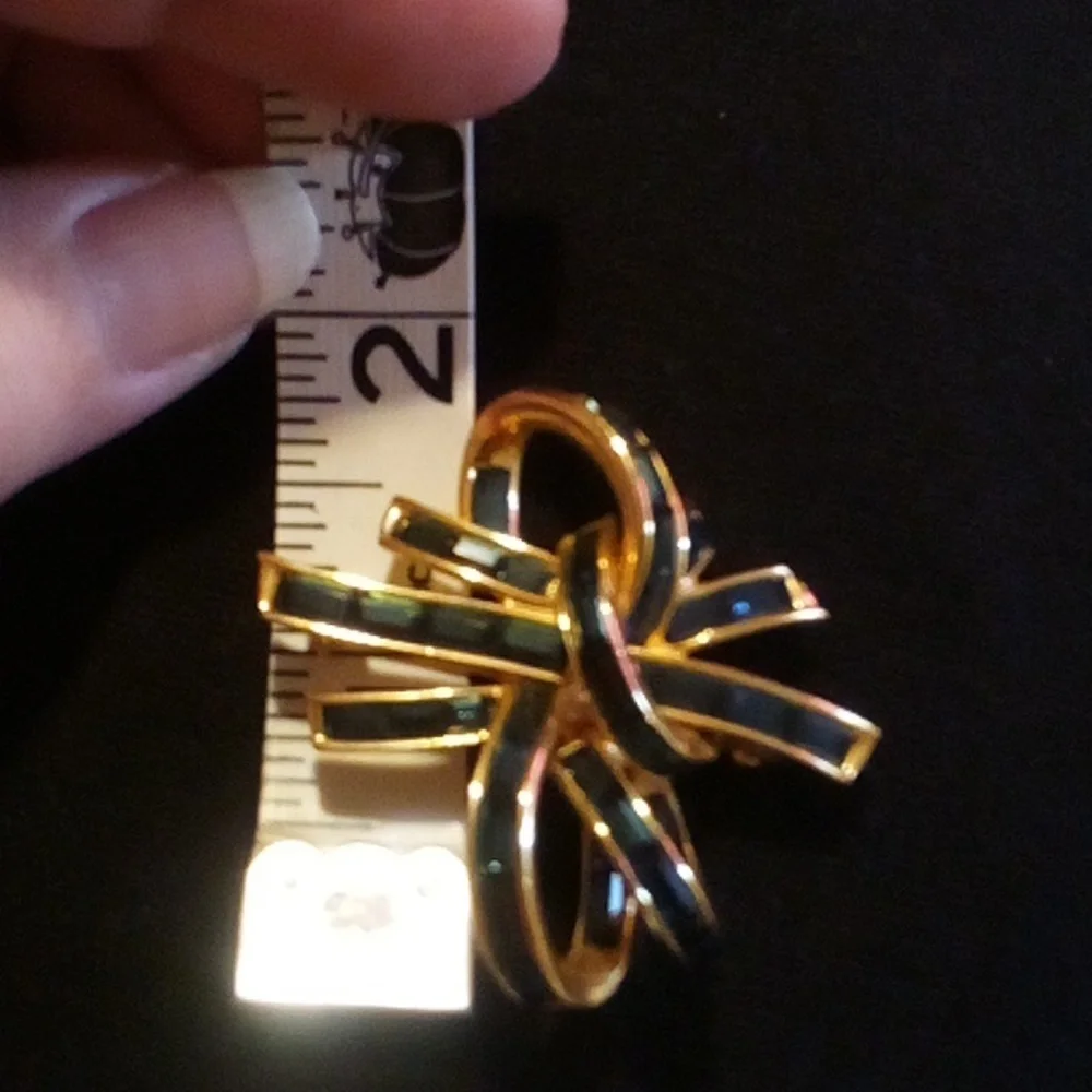 Signed Vintage Nolan Miller Sapphire Blue Baguette Brooch